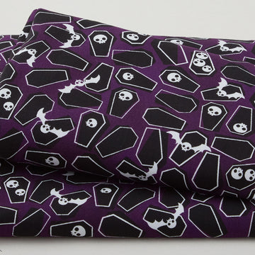 Lights Out - Coffins Midnight Purple 2 Yard Cut