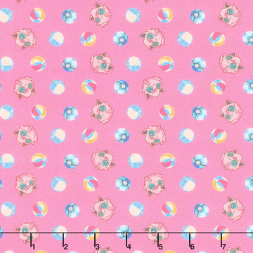 Sunny Days Pokemon - Jigglypuff Pink 2 Yard Cut