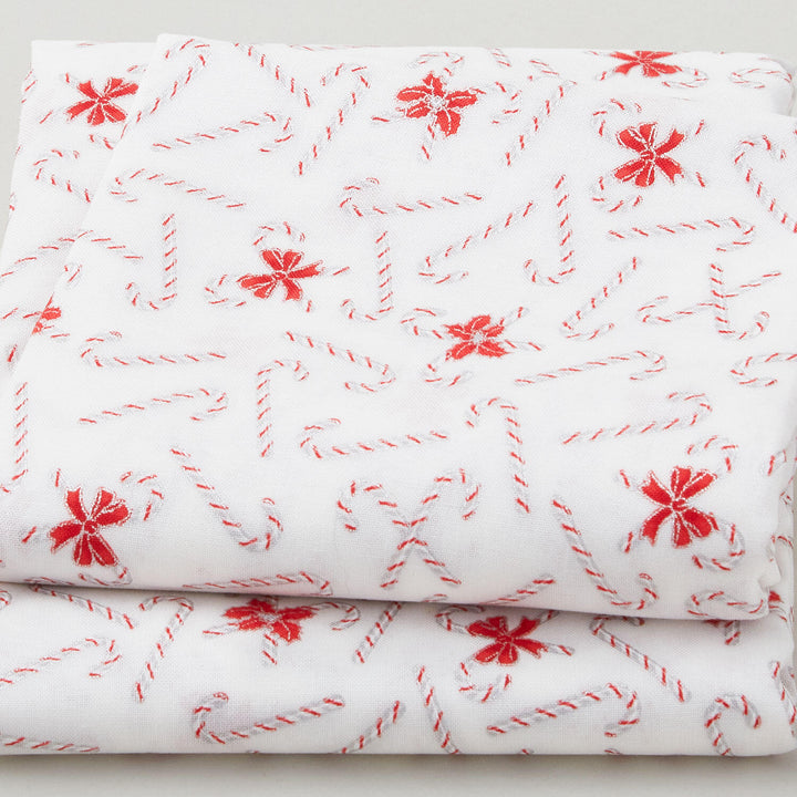 Holiday Charms - Candy Canes Silver Metallic 2 Yard Cut