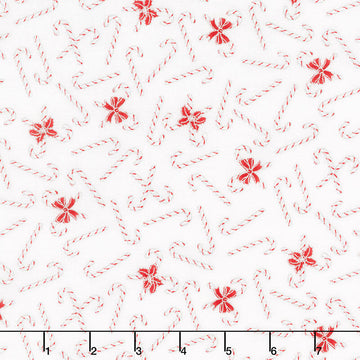 Holiday Charms - Candy Canes Silver Metallic 2 Yard Cut