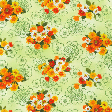 Cascading Flowers - Green 2 Yard Cut