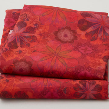 Venice - Flowers Red Digitally Printed 2 Yard Cut