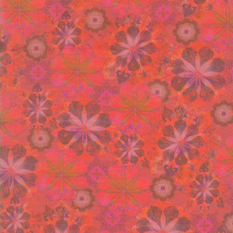 Venice - Flowers Red Digitally Printed 2 Yard Cut