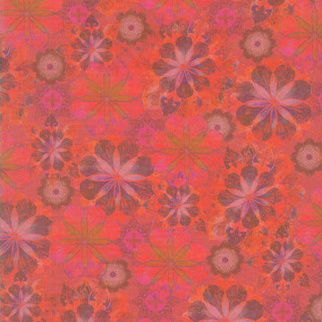 Venice - Flowers Red Digitally Printed 2 Yard Cut