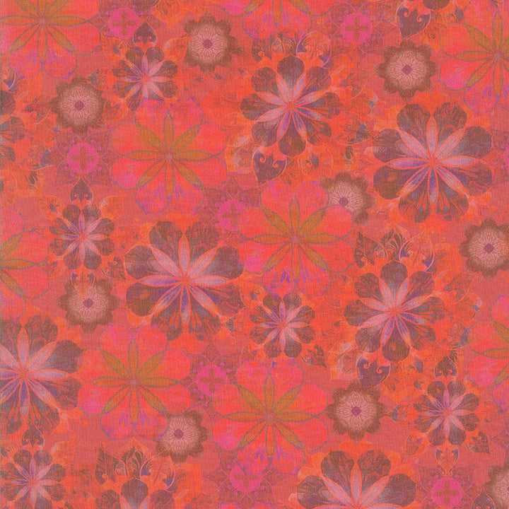 Venice - Flowers Red Digitally Printed 2 Yard Cut