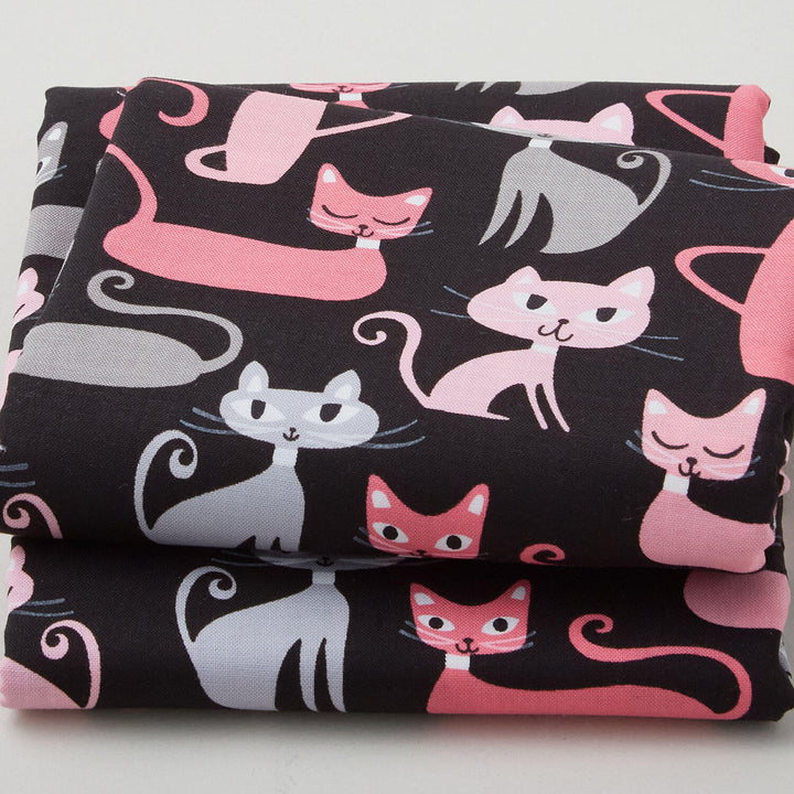 Whiskers & Tails - Cats Black 2 Yard Cut