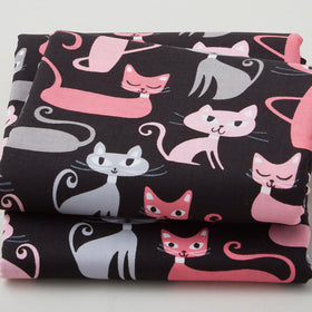 Whiskers & Tails - Cats Black 2 Yard Cut