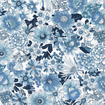 Vintage Petals & Paisleys - Florals Blue 2 Yard Cut