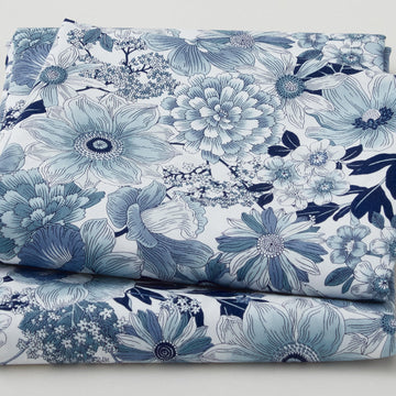 Vintage Petals & Paisleys - Florals Blue 2 Yard Cut