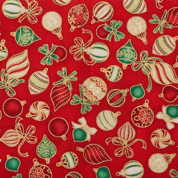 Holiday Charms - Ornaments Red Metallic 2 Yard Cut