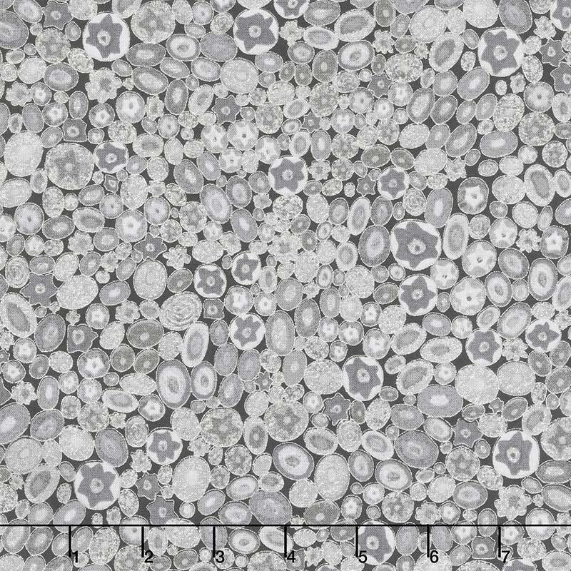Gustav Klimt - Circles Rocks Pewter Metallic 2 Yard Cut
