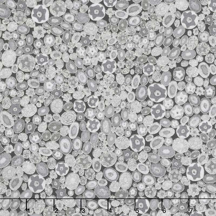 Gustav Klimt - Circles Rocks Pewter Metallic 2 Yard Cut