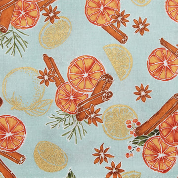 Sweet Pumpkin Spice - Oranges Sage Metallic 2 Yard Cut