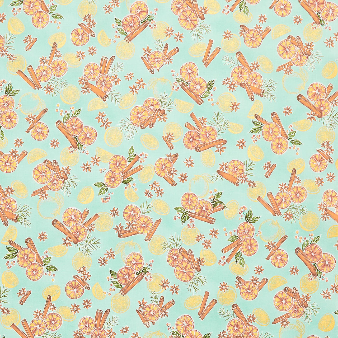 Sweet Pumpkin Spice - Oranges Sage Metallic 2 Yard Cut