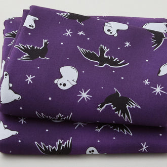 Lights Out - Ghosts and Crows Midnight Purple 2 Yard Cut