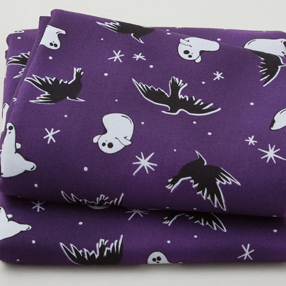 Lights Out - Ghosts and Crows Midnight Purple 2 Yard Cut