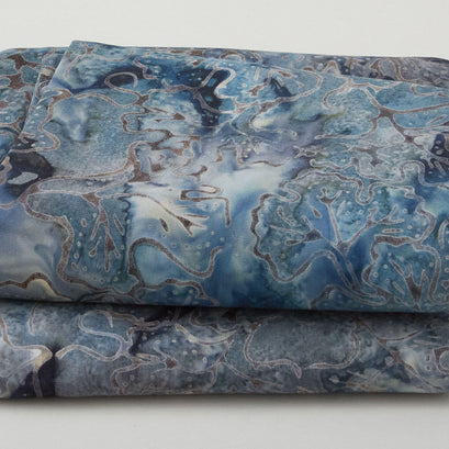Nature Walk Batik - Rambling Leaves Steel 2 Yard Cut