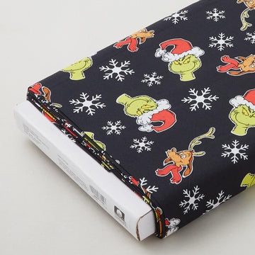 How the Grinch Stole Christmas - Grinch & Max Snowflake Black 8 Yard Bolt