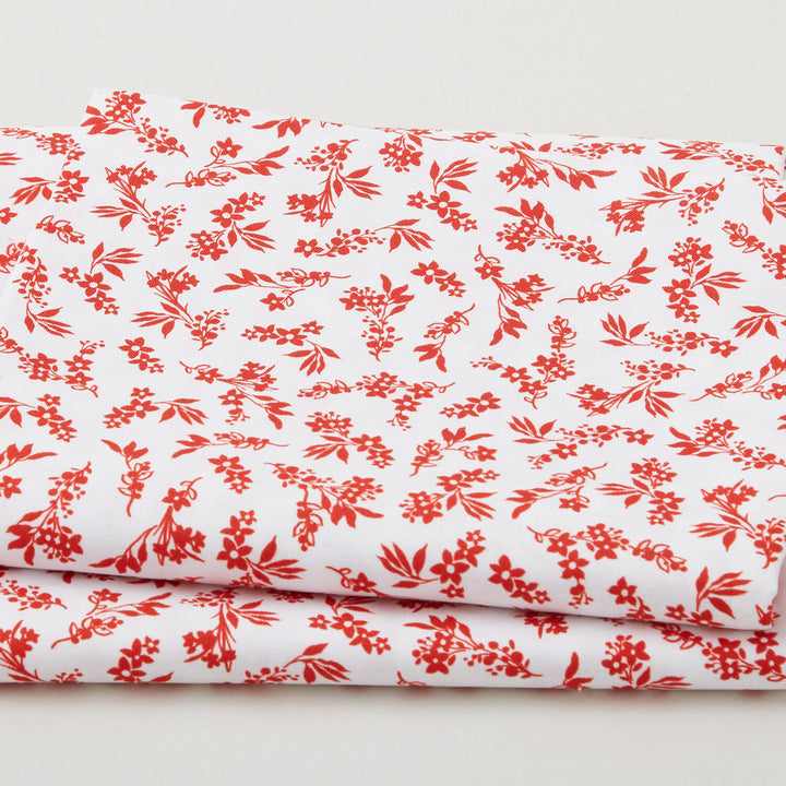 Crimson Posies Favorites - White Tossed Floral Sprigs 2 Yard Cut