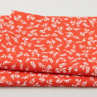 Crimson Posies Favorites - Red Tossed Floral Sprigs 2 Yard Cut
