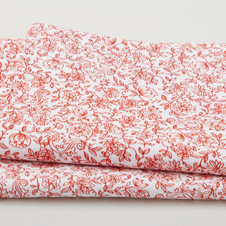Crimson Posies Favorites - White Packed Floral Linework 2 Yard Cut