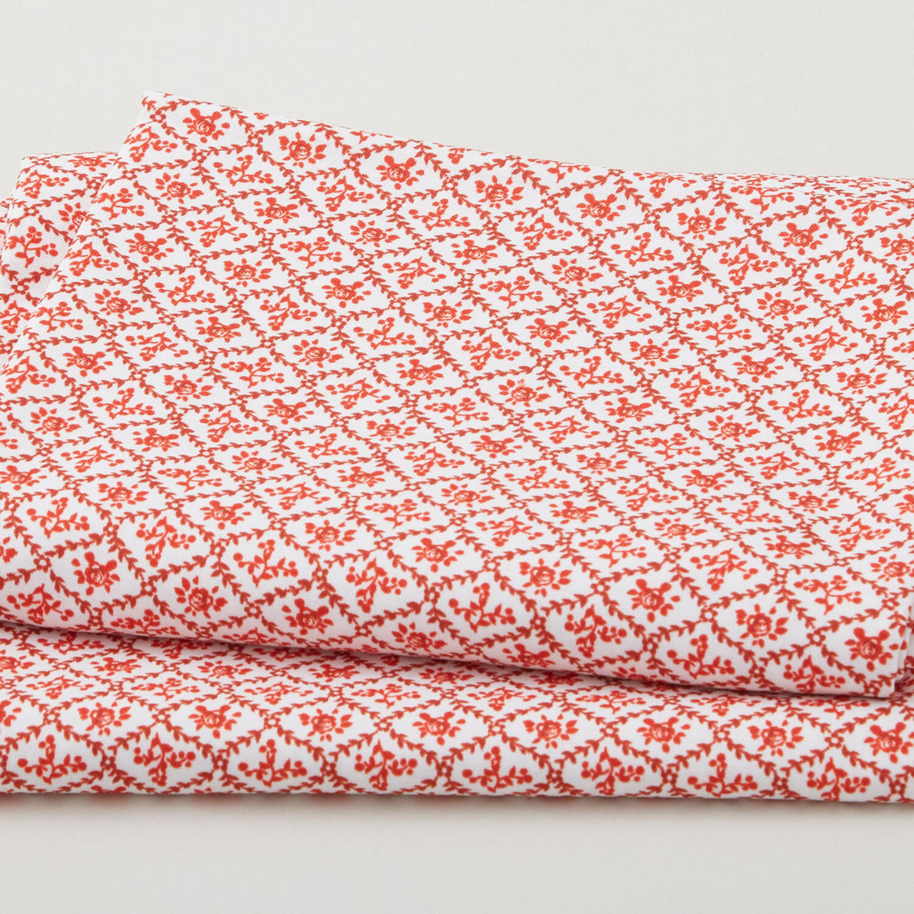 Crimson Posies Favorites - White Floral Ogee 2 Yard Cut