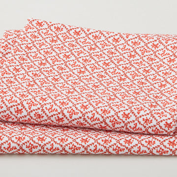 Crimson Posies Favorites - White Floral Ogee 2 Yard Cut