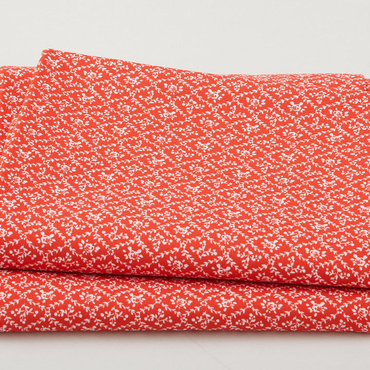 Crimson Posies Favorites - Red Floral Ogee 2 Yard Cut