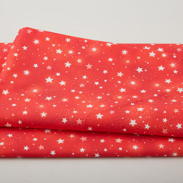 American Sparkle Wide - Red Stars 108" Wide 3 Yard Cut