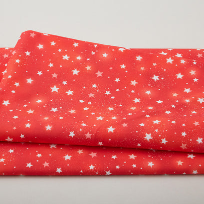 American Sparkle Wide - Red Stars 108" Wide 3 Yard Cut