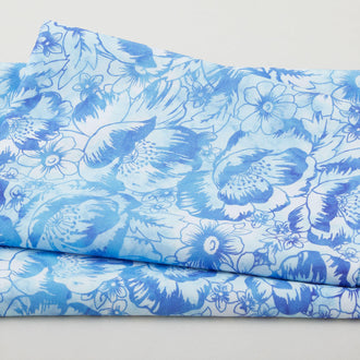 Poppy Skies Favorites - Azure Packed Poppies Digitally Printed 2 Yard Cut