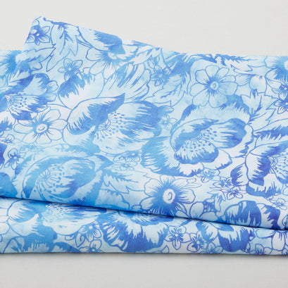 Poppy Skies Favorites - Azure Packed Poppies Digitally Printed 2 Yard Cut