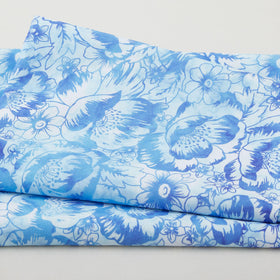 Poppy Skies Favorites - Azure Packed Poppies Digitally Printed 2 Yard Cut