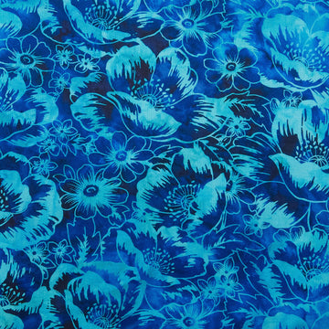 Poppy Skies Favorites - Lagoon Packed Poppies Digitally Printed 2 Yard Cut