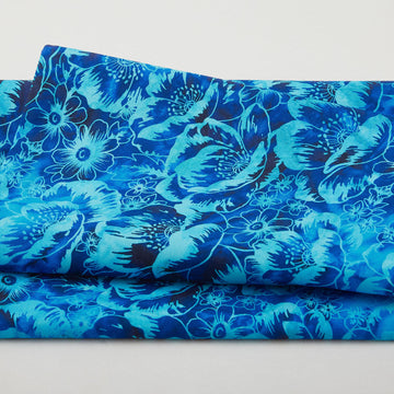 Poppy Skies Favorites - Lagoon Packed Poppies Digitally Printed 2 Yard Cut