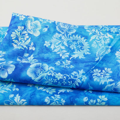 Poppy Skies Favorites - Cerulean Flower Sprigs Digitally Printed 2 Yard Cut