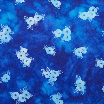 Poppy Skies Favorites - Cobalt Floral Clusters Digitally Printed 2 Yard Cut