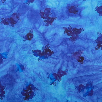 Poppy Skies Favorites - Cerulean Floral Clusters Digitally Printed 2 Yard Cut