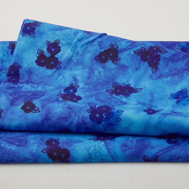 Poppy Skies Favorites - Cerulean Floral Clusters Digitally Printed 2 Yard Cut
