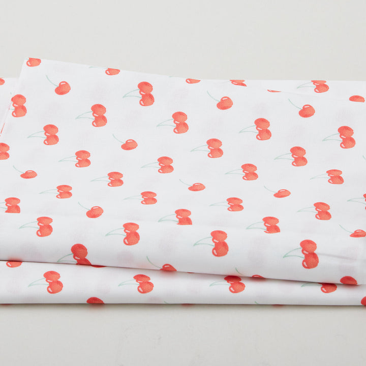 Sweetheart Blooms - Cherries White 2 Yard Cut