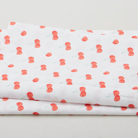 Sweetheart Blooms - Cherries White 2 Yard Cut