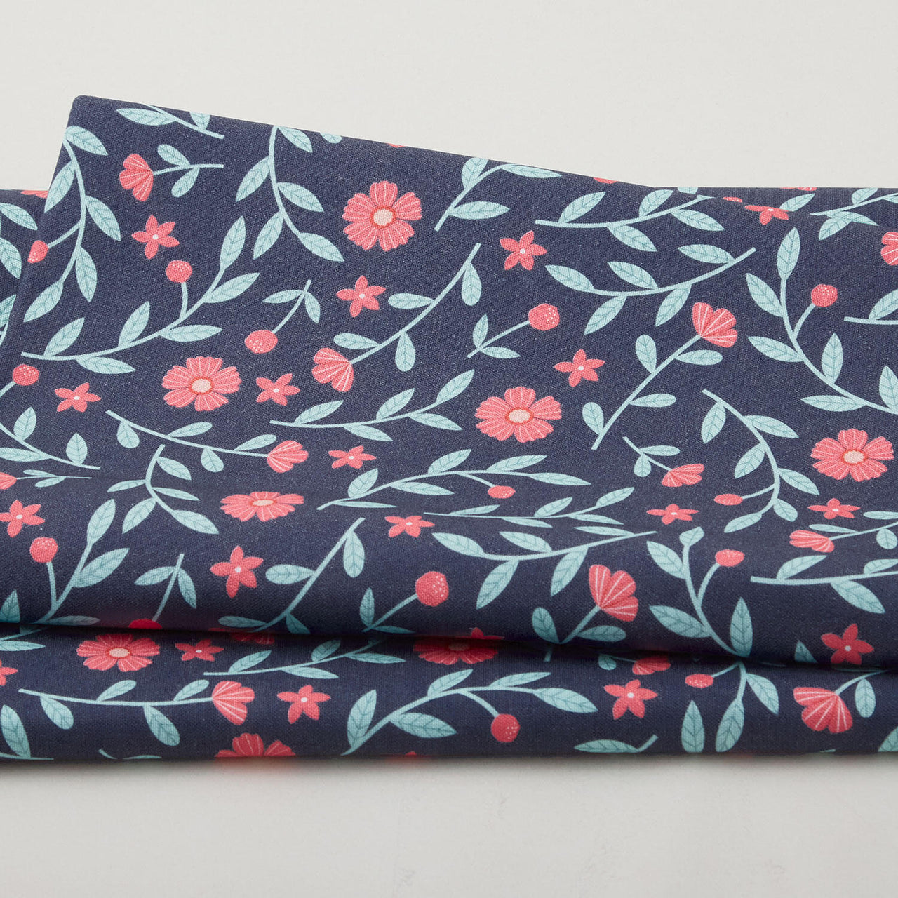 Citrus & Sunshine - Wispy Leaves and Florals Navy 2 Yard Cut