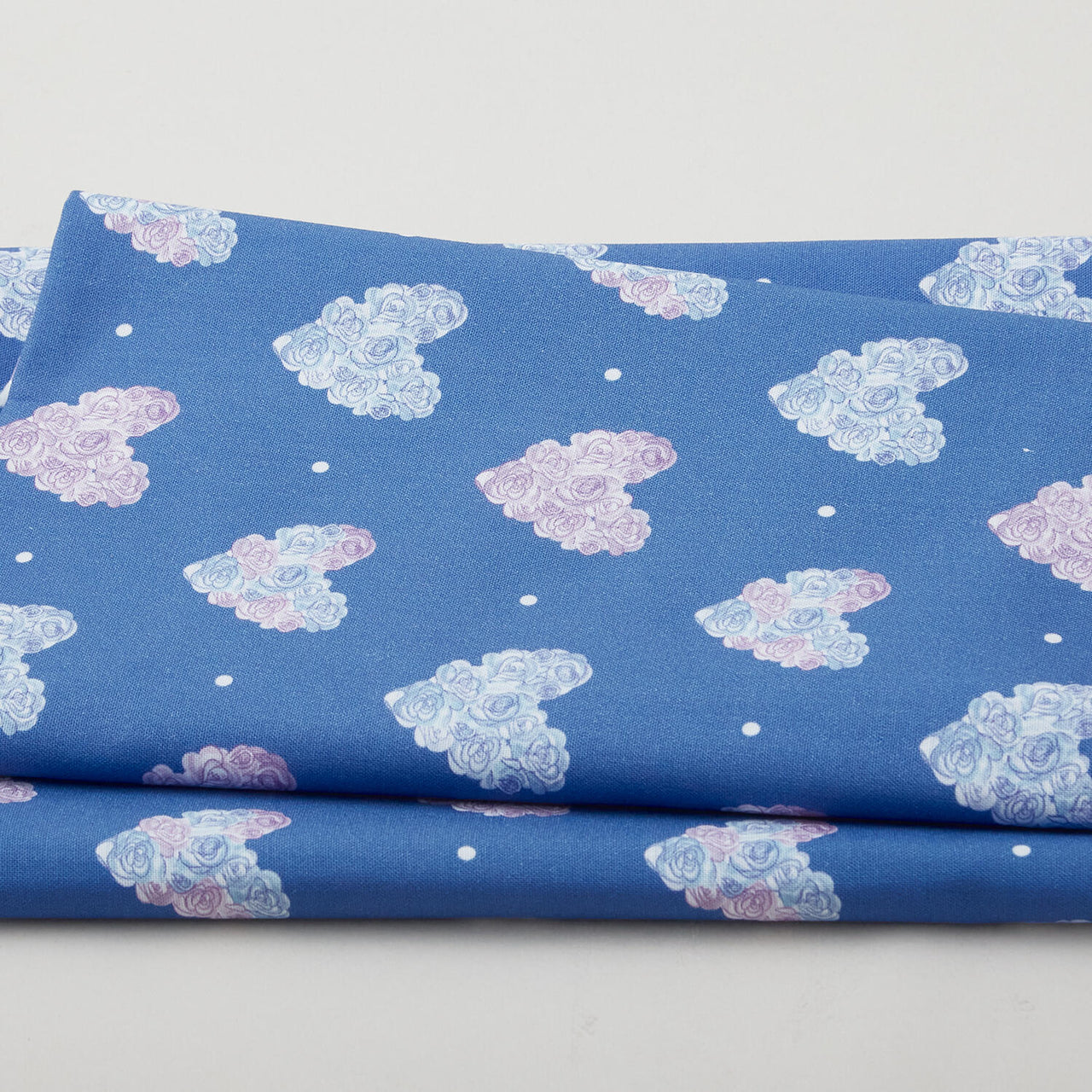 Blossoms & Bows - Floral Hearts Blue 2 Yard Cut