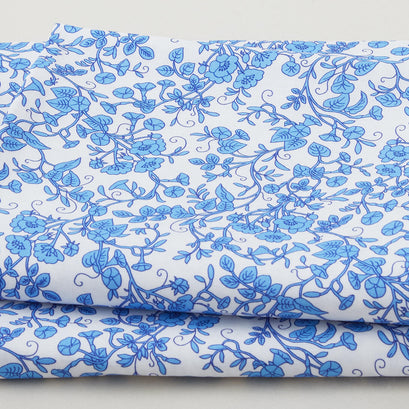 Georgette - White Floral Vines 2 Yard Cut