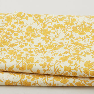 Georgette - Lemon Floral Vines 2 Yard Cut