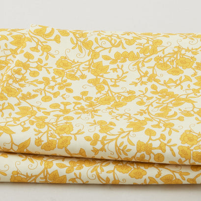 Georgette - Lemon Floral Vines 2 Yard Cut