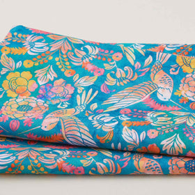 Sunlit Hummingbirds - Teal Hummingbird Damask 2 Yard Cut