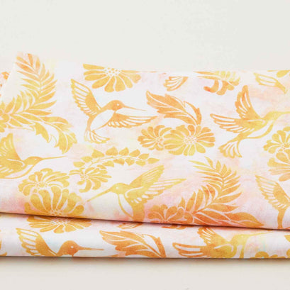 Sunlit Hummingbirds - Honeysuckle Hummingbirds 2 Yard Cut