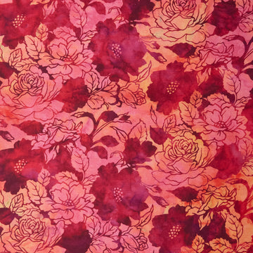 Jeweled Blossoms - Coral Large Floral 2 Yard Cut