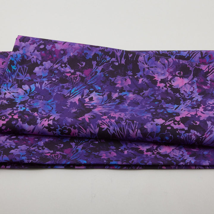 Jeweled Blossoms - Midnight Purple Packed Meadow 2 Yard Cut